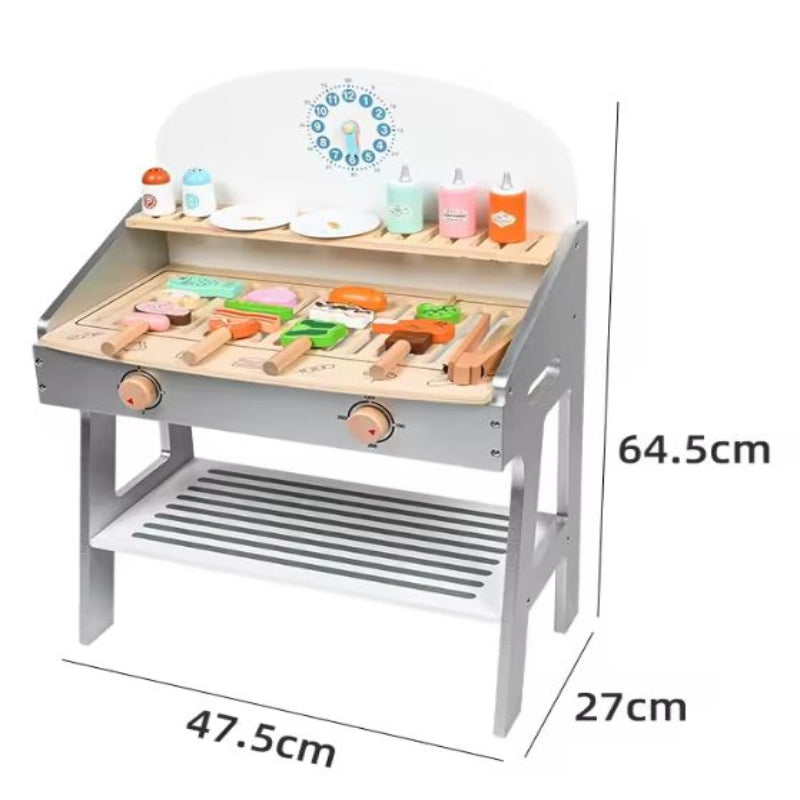 Children's barbecue table wooden kitchen toys play house simulation BBQ grill children's educational toy
