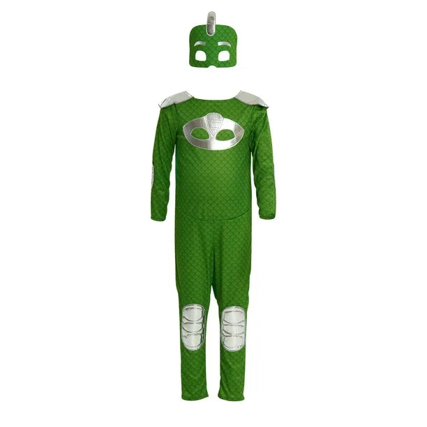 PJ Masks Turbo Blast Gekko Dress Up Set with Soft Mask, Size 4-6X, Kids Pretend Play Costumes, Green