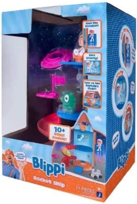 11pc Blippi 36cm Large Play Set Rocket Ship W/ Sfx/accessories Fun Toy Kids 3