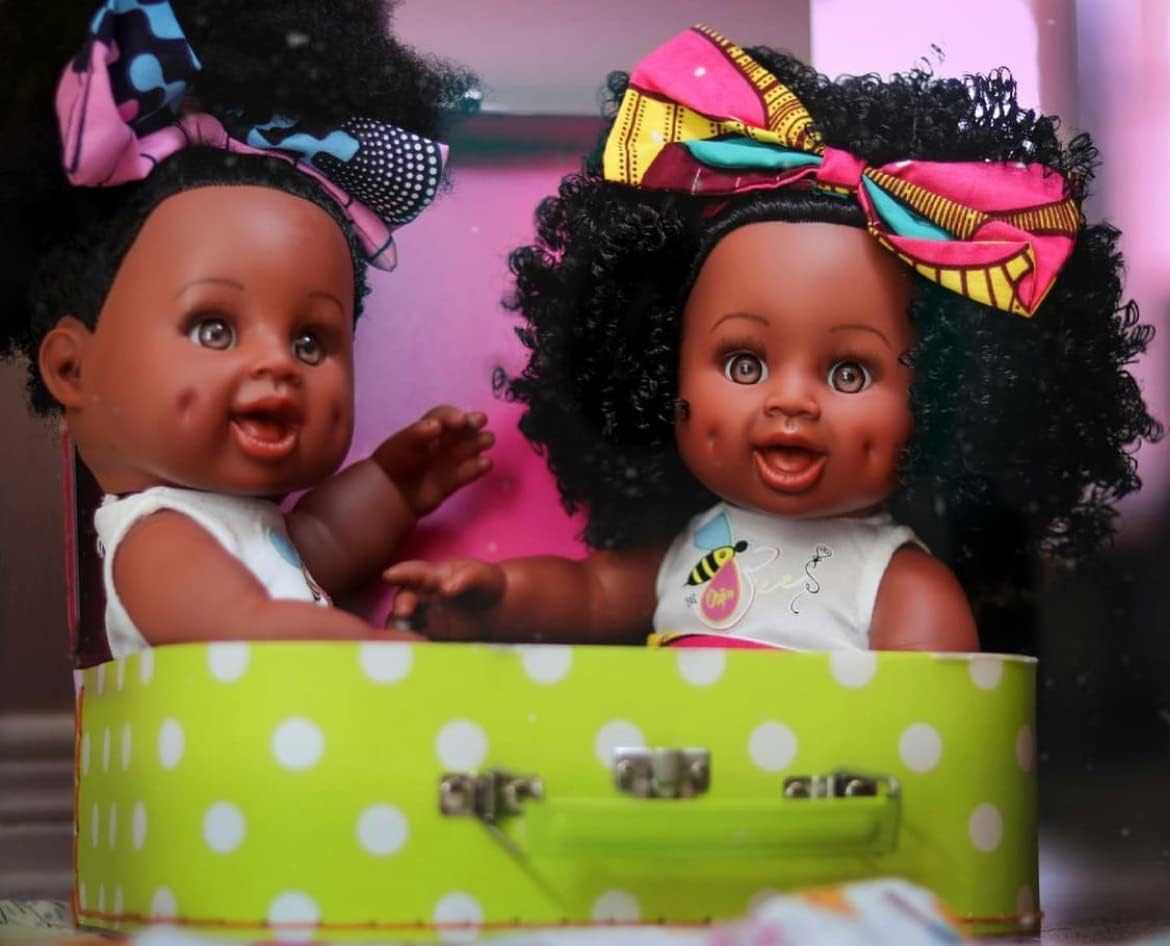 Orijin Bees Positively Puffy Baby Bee Doll - Black Hair with Brown Eyes
