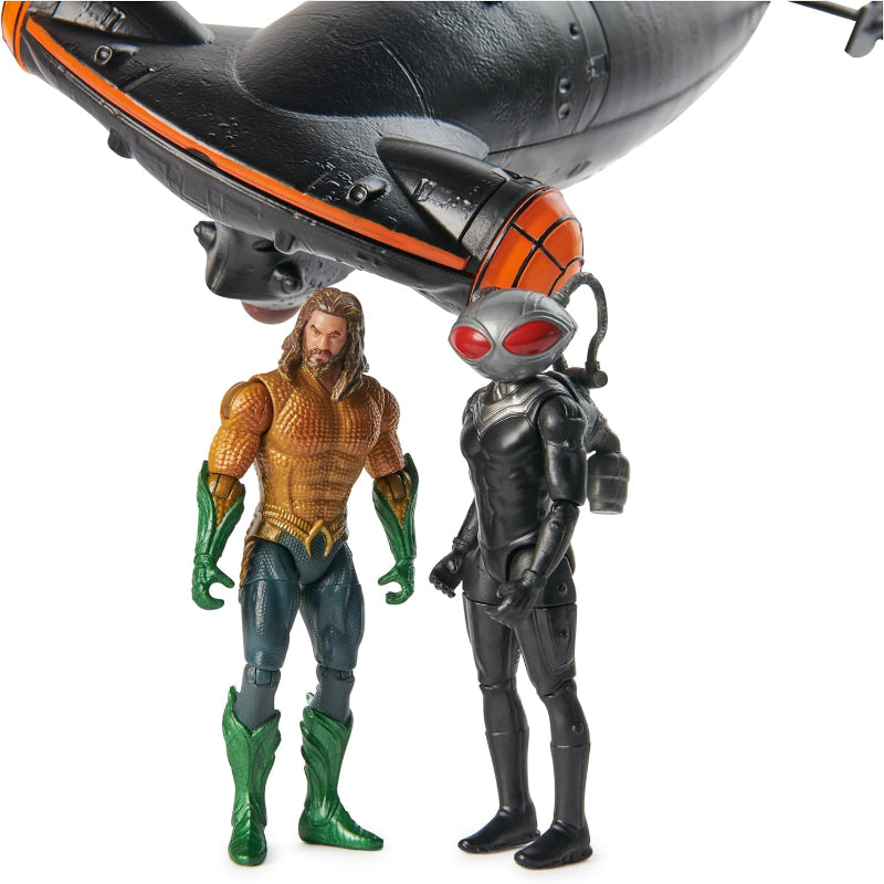 DC Comics, Aquaman vs Black Manta Battle Set, 4-inch Action Figures, Manta Sub with Lights & Sounds, Collectible Superhero Kids Toys for Boys & Girls