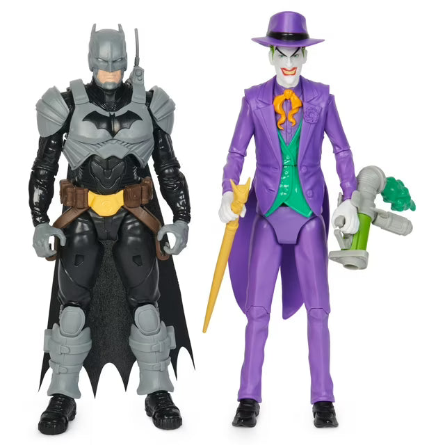 DC Comics, Batman Adventures, Batman vs The Joker Action Figures Set, 2 Figures, 12 Armor Accessories, 12-inch Super Hero Kids Toy for Boys & Girls
