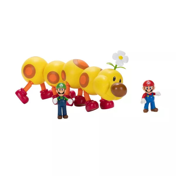 World of Nintendo Super Mario Wiggler, Mario & Luigi 2.5-Inch Figure Set