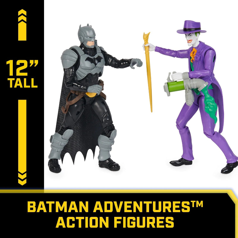 DC Comics, Batman Adventures, Batman vs The Joker Action Figures Set, 2 Figures, 12 Armor Accessories, 12-inch Super Hero Kids Toy for Boys & Girls