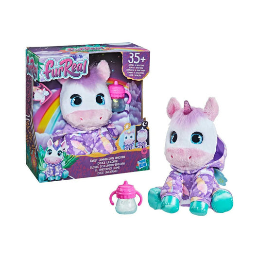 FurReal Sweet Jammiecorn Unicorn Interactive Plush Toy, Light-Up Toy with 30+ Sounds and Reactions, Unicorn Soft Toy,