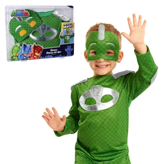 PJ Masks Turbo Blast Gekko Dress Up Set with Soft Mask, Size 4-6X, Kids Pretend Play Costumes, Green