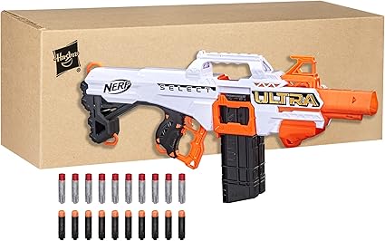 NERF Ultra Select Fully Motorized Blaster, Fire for Distance or Accuracy, Includes Clips and Darts, Outdoor Games and Toys, Automatic Electric Full Auto Toy Foam Blasters